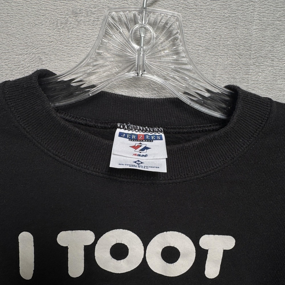 Jerzees Sweatshirt Mens Medium Black Pullover Fleece I Toot Da Flute Funny Music - Picture 3 of 7